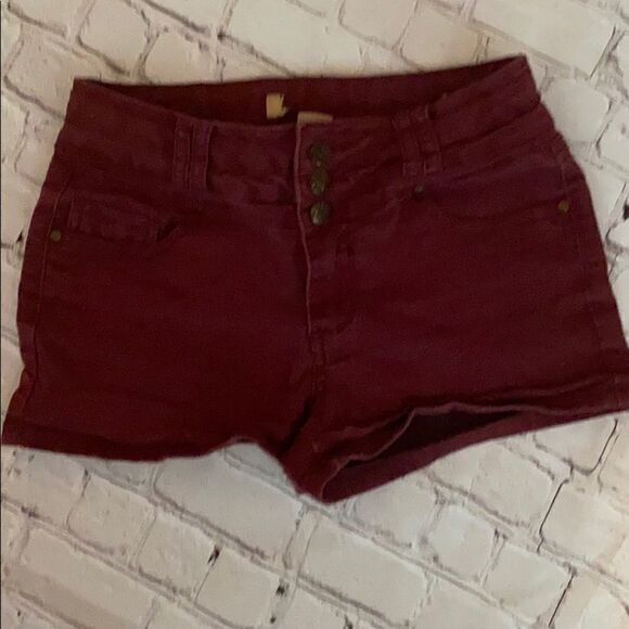 Juniors Maroon Jean Shorts  - Picture 2 of 5